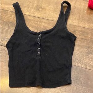 Abercrombie & Fitch Black Buttoned Crop Tank Top